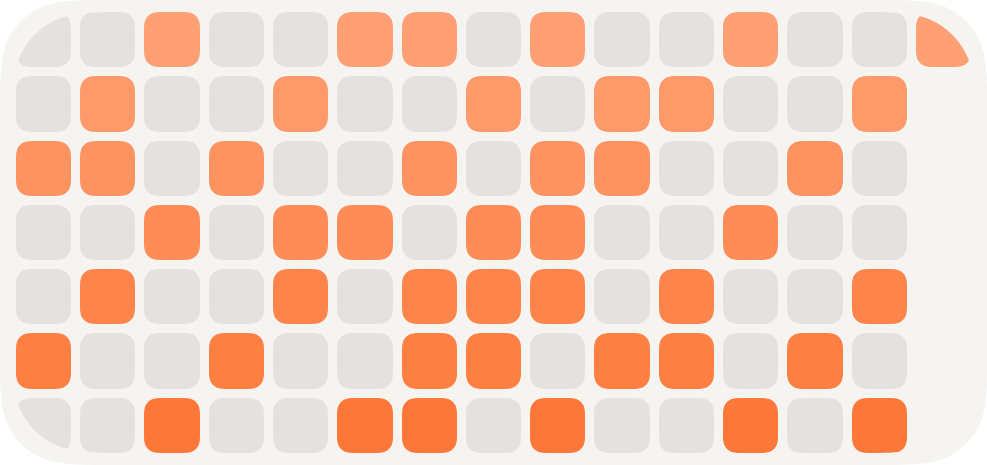 An example of the app’s activity widget, with rounded orange squares showing daily practice